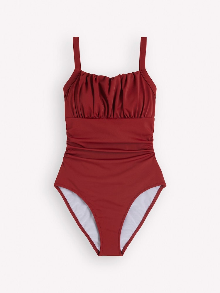Boden Red Skiathos Ruched Panel Swimsuit - Image 1 of 2