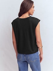 Boden Black Tara Cutwork Linen T-Shirt - Image 3 of 5