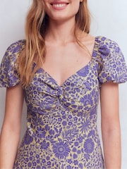 Boden Purple Twist Front Linen Blend Dress - Image 3 of 7
