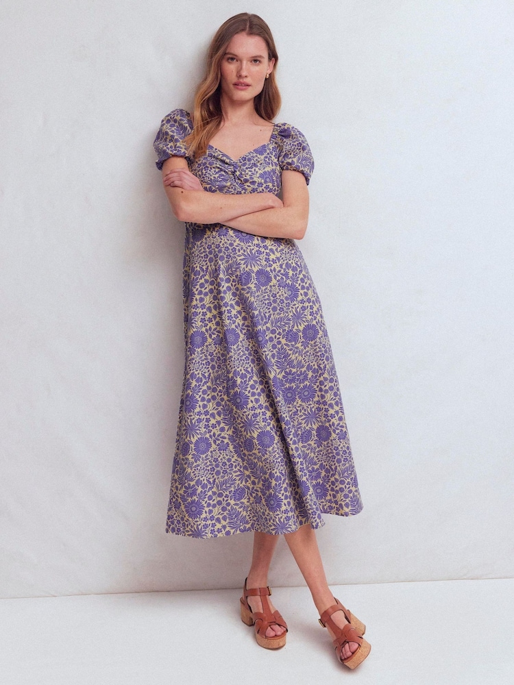 boden purple dress Boden Women's Twist Front Linen Blend Dress in Purple
