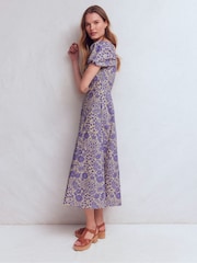 Boden Purple Twist Front Linen Blend Dress - Image 5 of 7