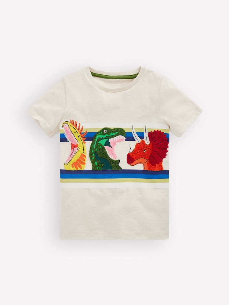 Boden Cream Short Sleeve Appliqué T-Shirt - Image 1 of 3