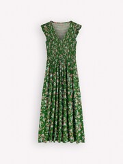 Boden Green Smocked Jersey Midi Dress - Image 1 of 2