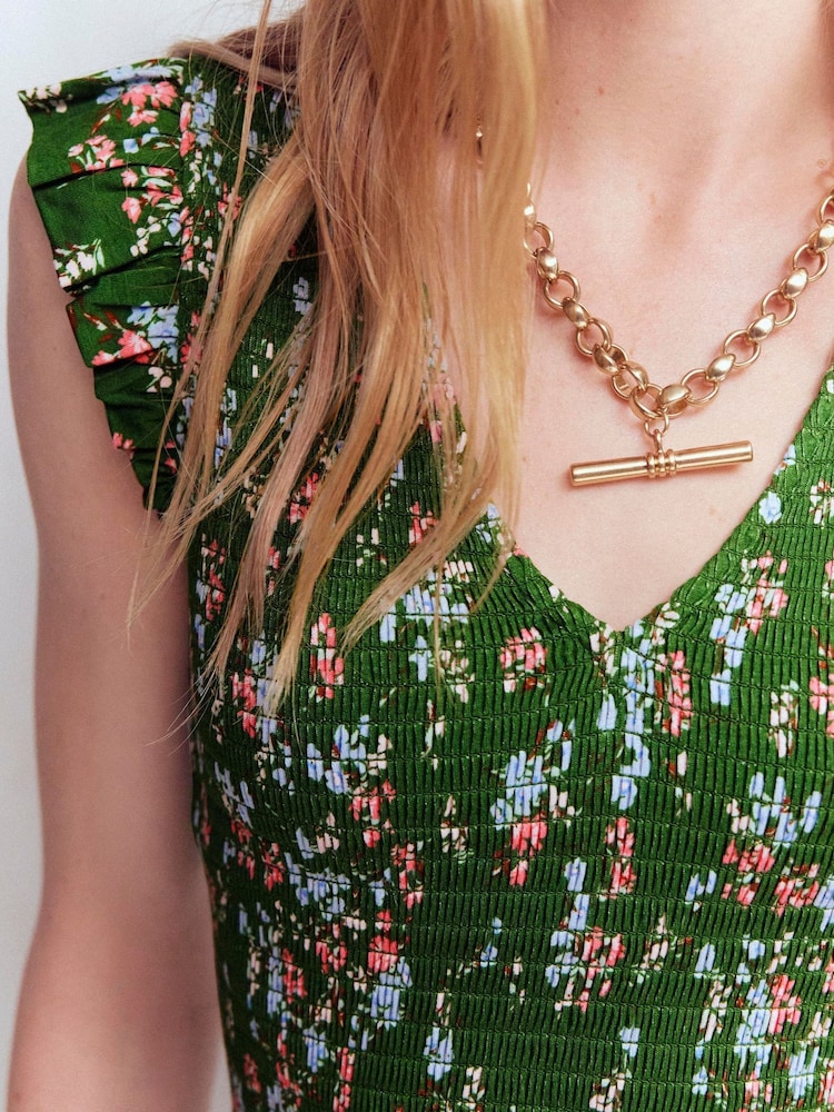 Boden Green Smocked Jersey Midi Dress - Image 2 of 2