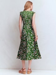 Boden Green Smocked Jersey Midi Dress - Image 3 of 6