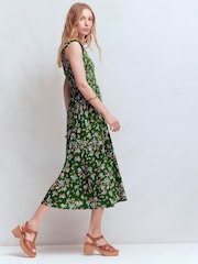 Boden Green Smocked Jersey Midi Dress - Image 4 of 6