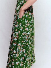 Boden Green Smocked Jersey Midi Dress - Image 5 of 6