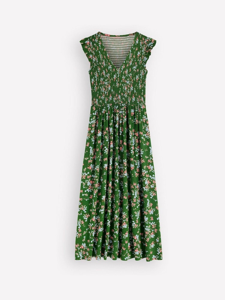 Boden Green Smocked Jersey Midi Dress - Image 6 of 6