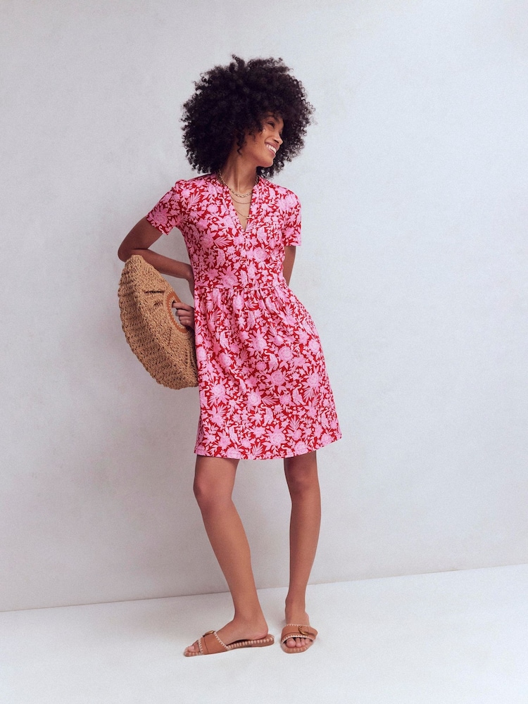Boden Red Naomi Short Jersey Dress - Image 1 of 5