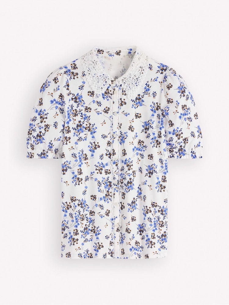 Boden Cream Nessa Broderie Collar Blouse - Image 1 of 2