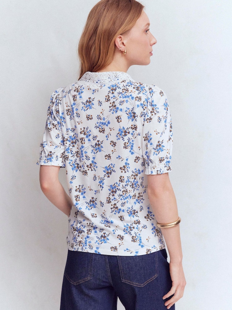 Boden Cream Nessa Broderie Collar Blouse - Image 2 of 2