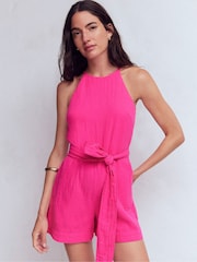 Boden Pink Rosa Double Cloth Playsuit - Image 4 of 5
