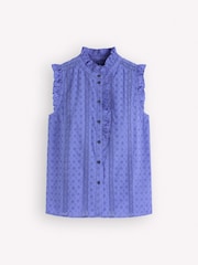 Boden Blue Sleeveless Ruffle Broderie Top - Image 1 of 1