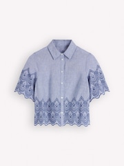 Boden Blue Short Sleeve Broderie Shirt - Image 5 of 5
