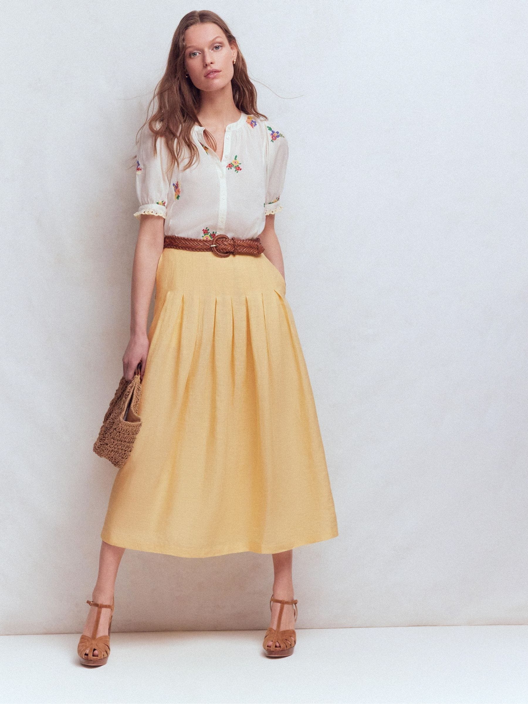 Buy Boden Yellow Valentina Linen Skirt from the Next UK online shop