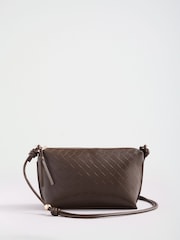 Friends Like These Chocolate Brown Boxy Weave Cross-Body Bag - Image 5 of 8