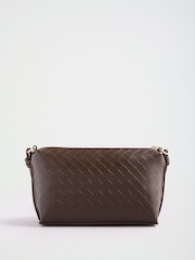 Friends Like These Chocolate Brown Boxy Weave Cross-Body Bag - Image 6 of 8