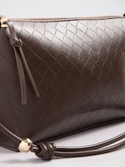 Friends Like These Chocolate Brown Boxy Weave Cross-Body Bag - Image 7 of 8