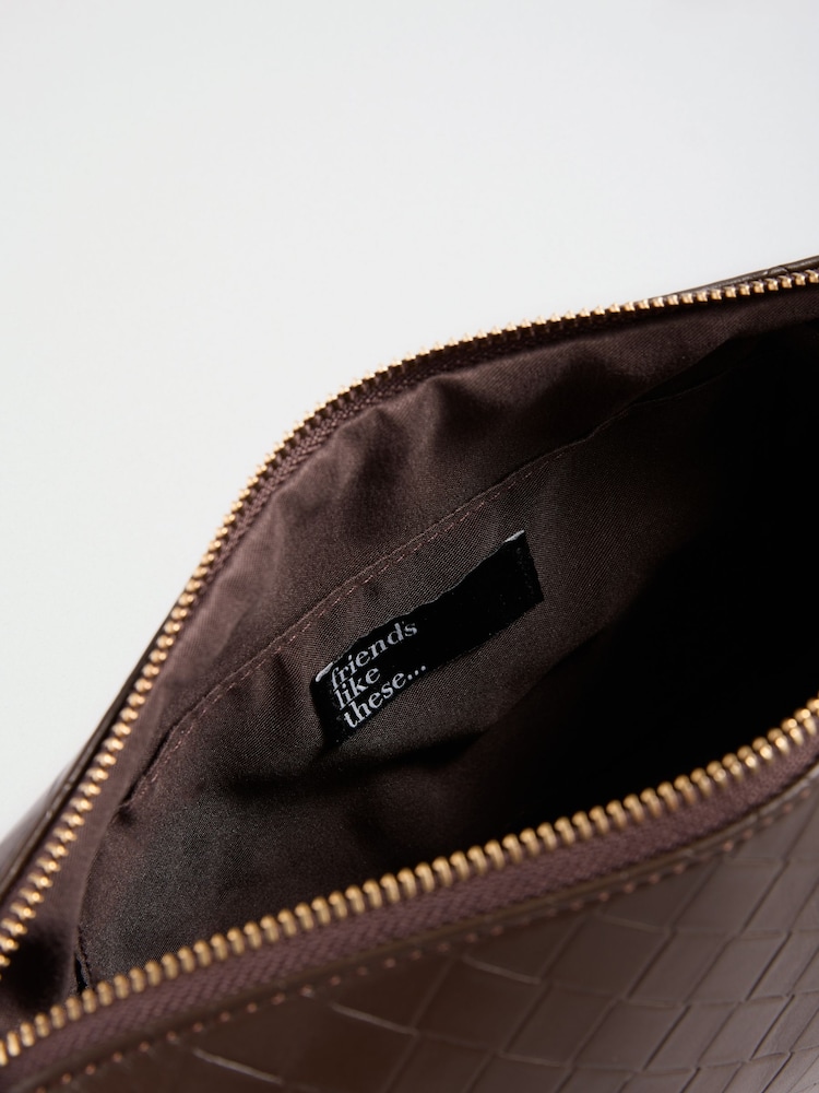 Friends Like These Chocolate Brown Boxy Weave Cross-Body Bag - Image 8 of 8 Friends Like These Chocolate Brown Boxy Weave Cross-Body Bag - Image 8 of 8