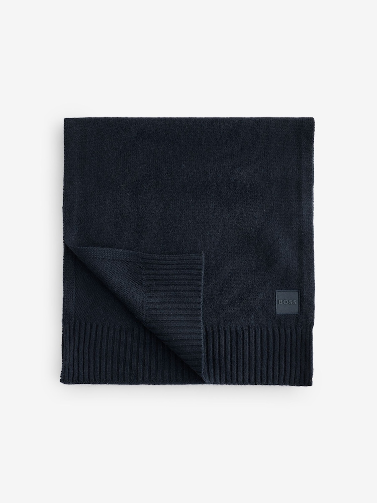 BOSS Blue Akaio Logo Tab Scarf - Image 1 of 1 BOSS Blue Akaio Logo Tab Scarf - Image 1 of 1
