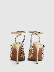River Island Gold Terry De Havilland Butterfly Caged Heeled Sandals - Image 4 of 6