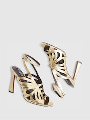River Island Gold Terry De Havilland Butterfly Caged Heeled Sandals - Image 5 of 6