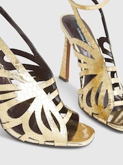 River Island Gold Terry De Havilland Butterfly Caged Heeled Sandals - Image 6 of 6