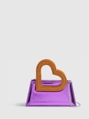 River Island Purple Terry De Havilland Heart Handle Clutch Bag - Image 1 of 6
