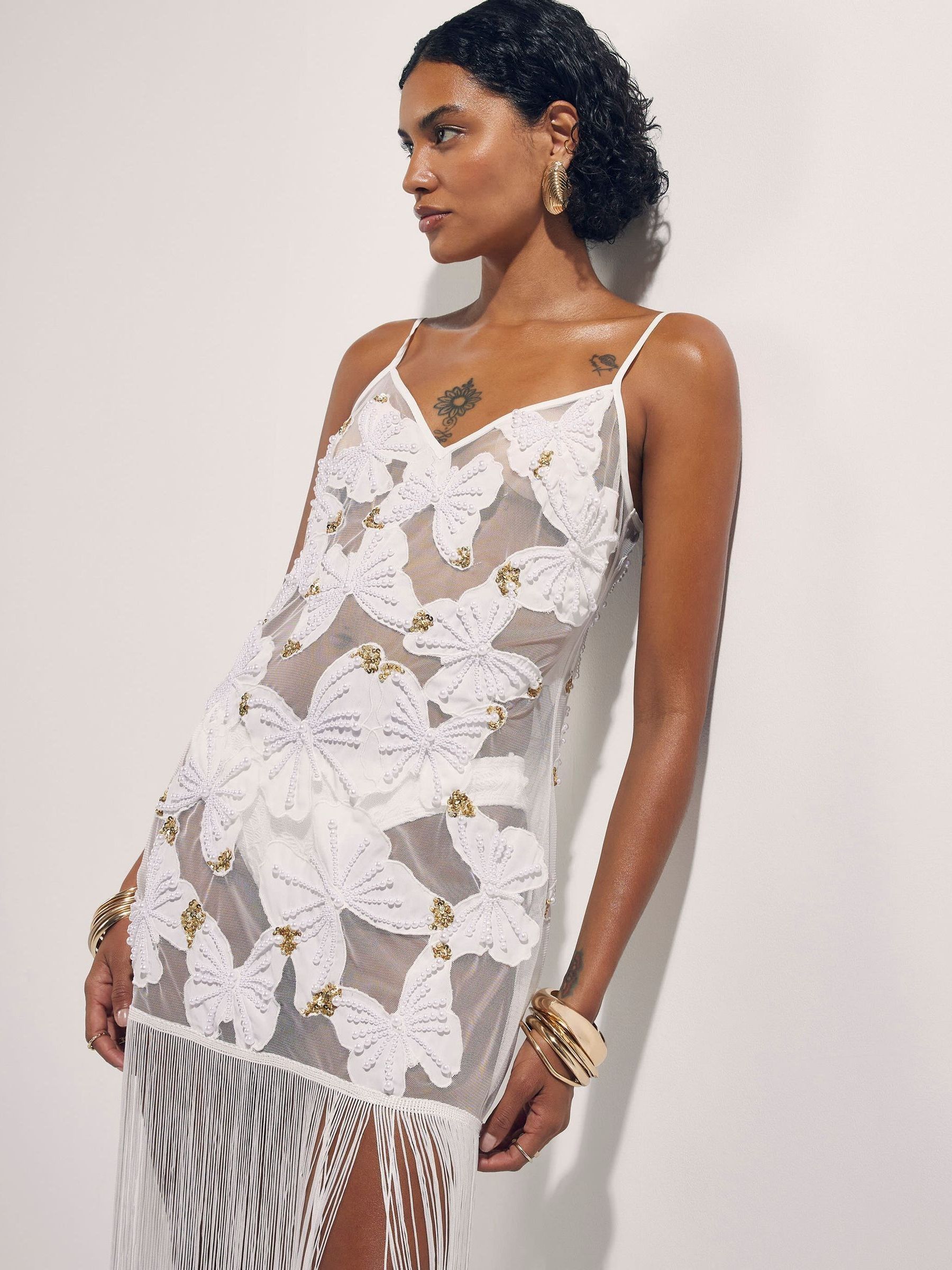 Buy River Island Cream Molly Smith Embroidered Butterfly Tassel