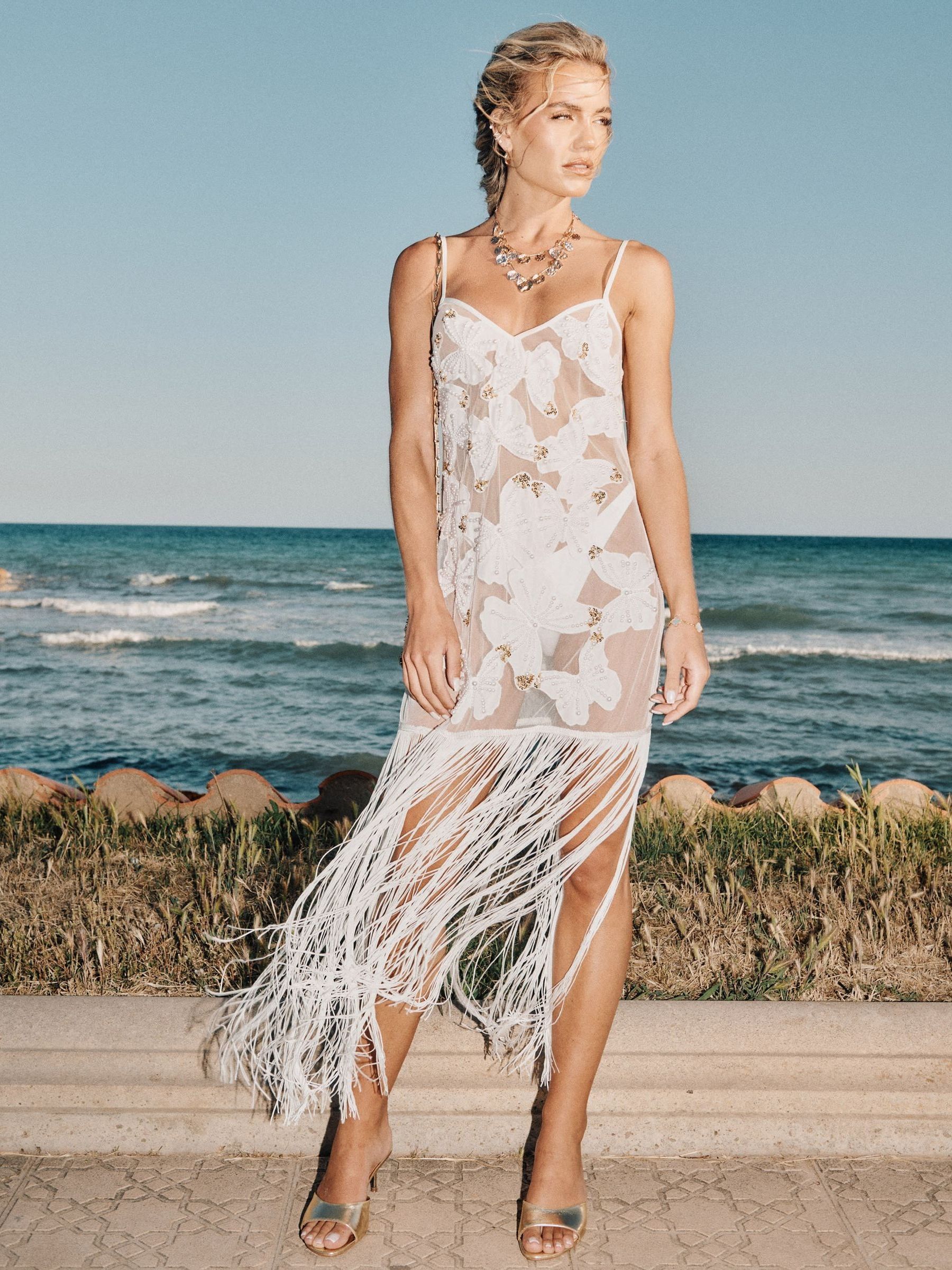Buy River Island Cream Molly Smith Embroidered Butterfly Tassel