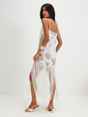 River Island Cream Molly Smith Embroidered Butterfly Tassel Maxi Dress - Image 7 of 8