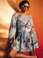 River Island Purple Terry De Havilland Butterfly Print Skirt - Image 2 of 4