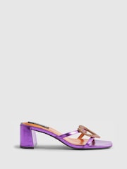 River Island Purple Terry De Havilland Metallic Heart Heeled Mules - Image 2 of 6