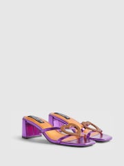 River Island Purple Terry De Havilland Metallic Heart Heeled Mules - Image 3 of 6
