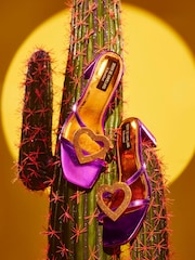 River Island Purple Terry De Havilland Metallic Heart Heeled Mules - Image 6 of 6