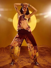 River Island Brown Terry De Havilland Floral Halter Neck Top - Image 2 of 4