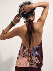 River Island Brown Terry De Havilland Floral Halter Neck Top - Image 4 of 4