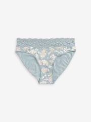 Pink/Green Paisley Floral Print High Leg Cotton & Lace Knickers 4 Pack - Image 6 of 8