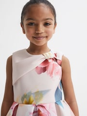 Reiss Pink Emily 9-14 yrs Scuba Floral Printed Dress - Image 4 of 6
