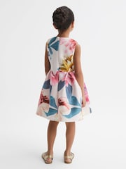 Reiss Pink Emily 9-14 yrs Scuba Floral Printed Dress - Image 5 of 6