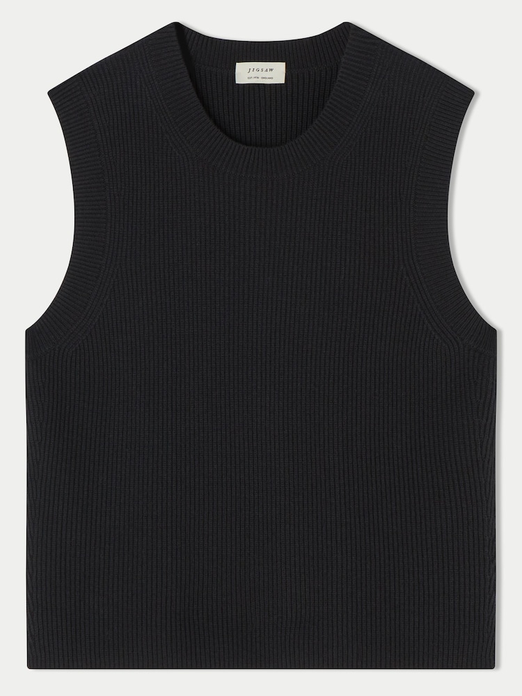 Jigsaw Black Cotton Blend Crew Tank - Image 6 of 6
