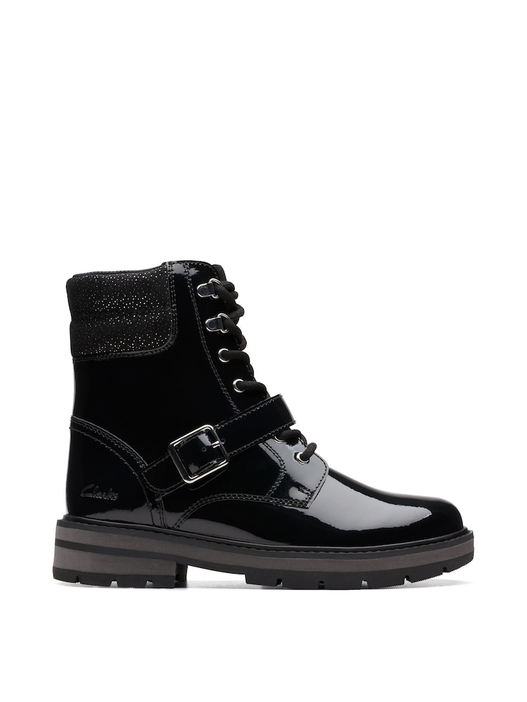 Clarks Black Multi Fit Patent Prague Boots - Image 1 of 7