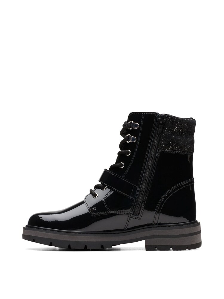 Clarks Black Multi Fit Patent Prague Boots - Image 2 of 7