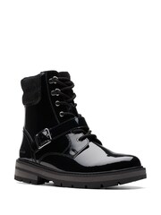 Clarks Black Multi Fit Patent Prague Boots - Image 3 of 7