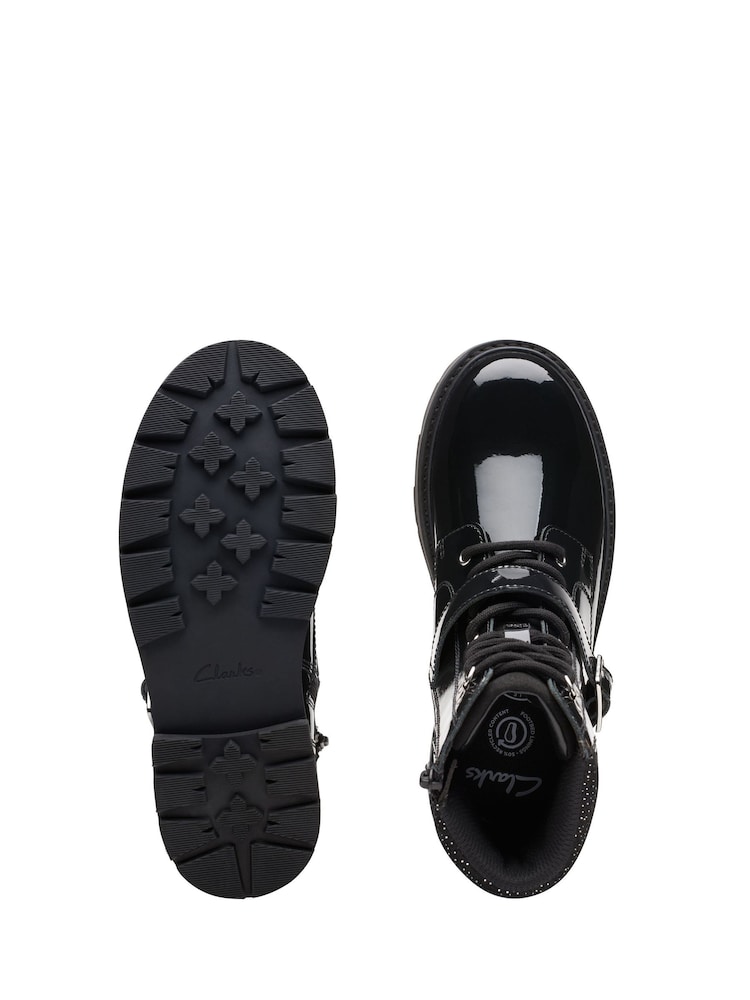 Clarks Black Multi Fit Patent Prague Boots - Image 7 of 7