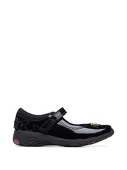 Clarks Black Patent Kids  Multi Fit Relda Leather Shoes - Image 2 of 8