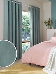 Blue/Green Cotton Blackout/Thermal Eyelet Curtains - Image 1 of 2
