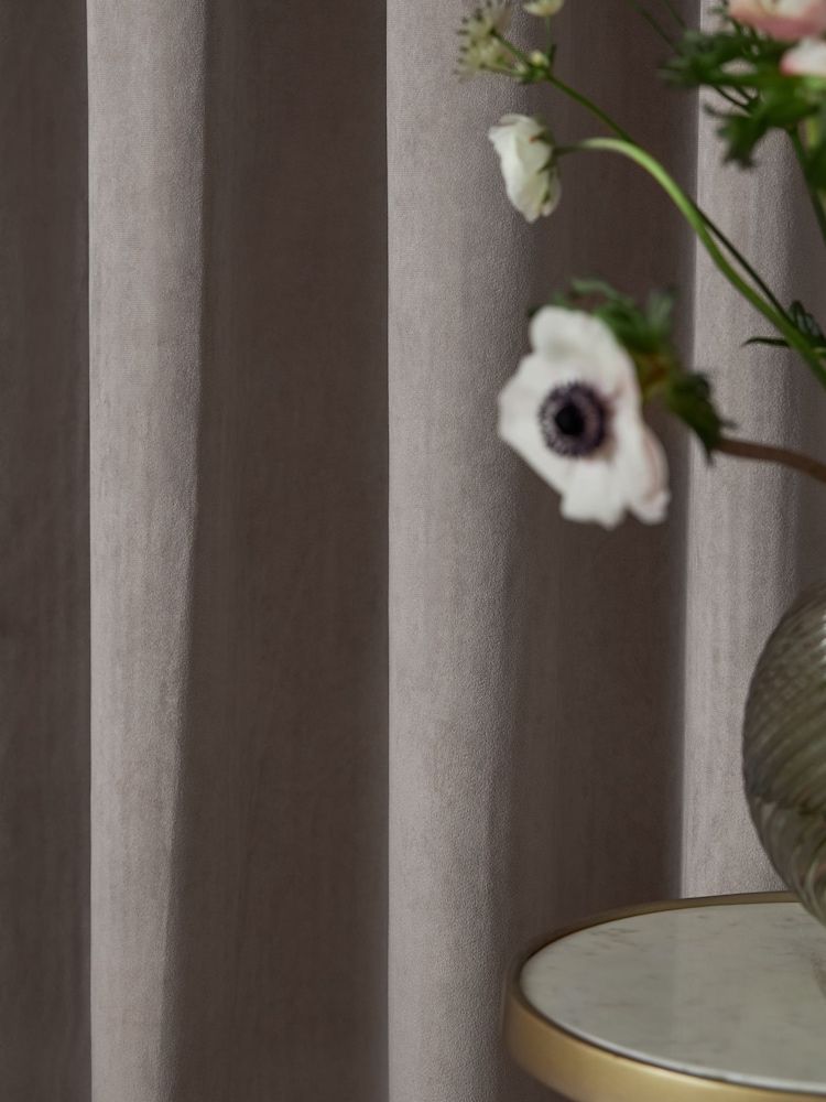 Natural Mink Matte Velvet Pencil Pleat Blackout/Thermal Curtains - Image 6 of 8