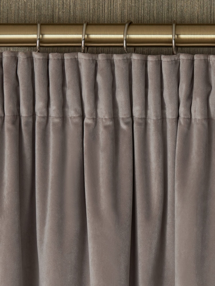 Natural Mink Matte Velvet Pencil Pleat Blackout/Thermal Curtains - Image 7 of 8