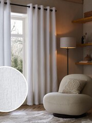 White Next Heavyweight Chenille Eyelet Super Thermal Curtains - Image 1 of 6